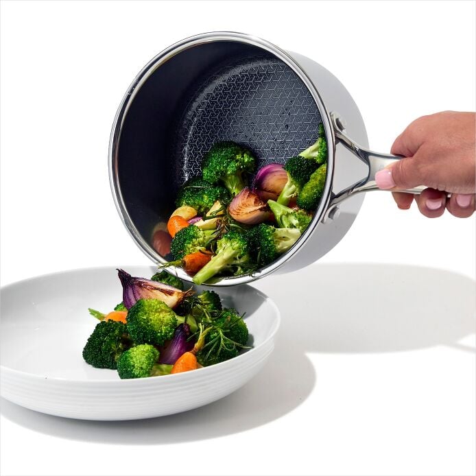 Trident Hybrid Non-Stick Stainless Steel 2.5 Qt Saucepan with Lid - US 6604