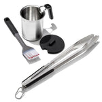 Grilling Basting Pot and Brush Set & Grilling Tongs with Built-In Bottle Opener Bundle - US 9500