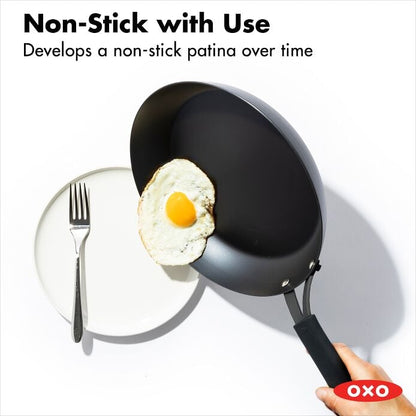 Carbon Steel Obsidian Series 10-Inch Frypan with Silicone Sleeve - US 9151