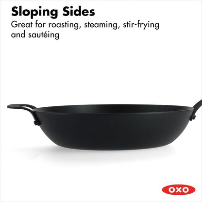 Carbon Steel Obsidian Series 12-Inch Wok with Silicone Sleeve - US 1920