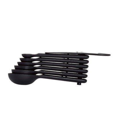 7 Piece Plastic Measuring Spoons - Black - US 8828