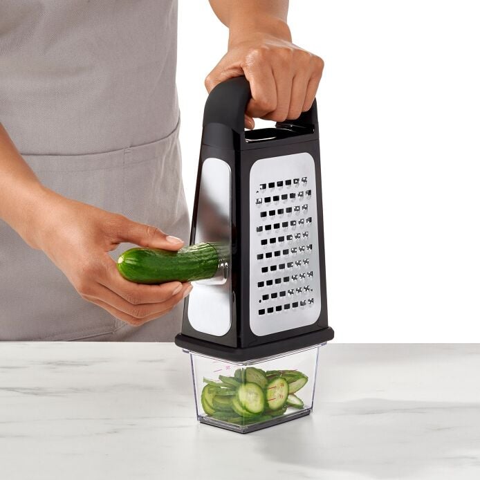 Etched Box Grater With Removable Zester - US 8133