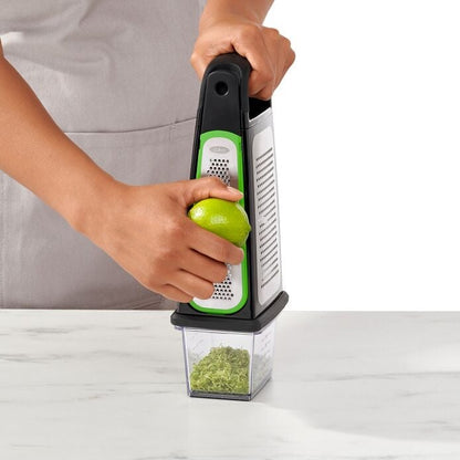 Etched Box Grater With Removable Zester - US 8133