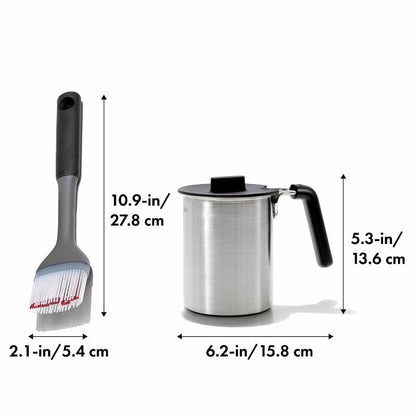 Grilling Basting Pot and Brush Set - US 6332