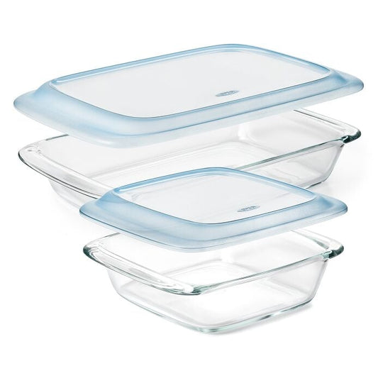 Glass Baking Dish with Lid (2.0 Qt) and Glass Baking Dish with Lid (3.0 Qt) Bundle - US 8859