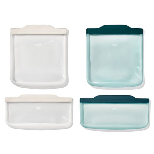 Silicone Reusable Bag - 4 Piece Lunch Set - Oat/Lagoon - US 0713