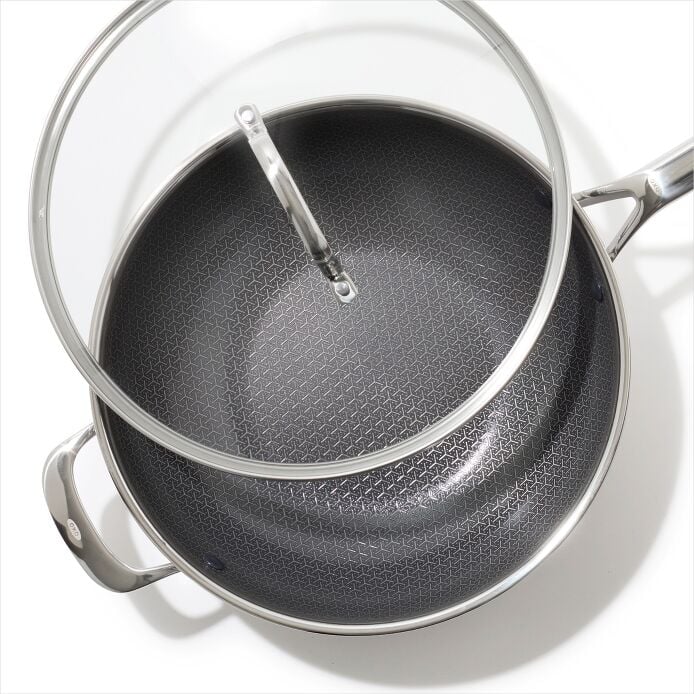 Trident Hybrid Non-Stick Stainless Steel 5 Qt Wok with Lid - US 6070