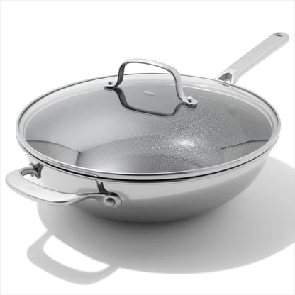 Trident Hybrid Non-Stick Stainless Steel 5 Qt Wok with Lid - US 6070