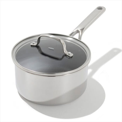 Trident Hybrid Non-Stick Stainless Steel 2.5 Qt Saucepan with Lid - US 6604