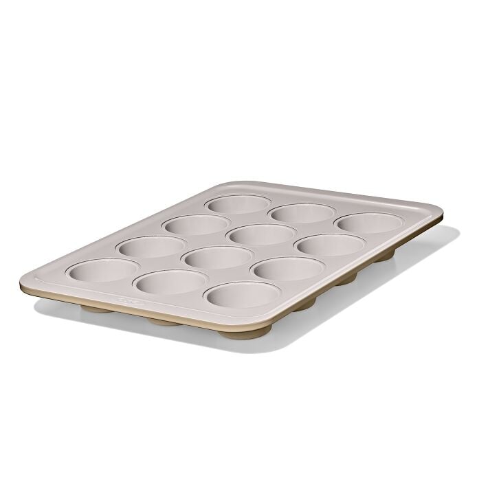 Non-Stick Pro Ceramic Coated Metal Bakeware 12-Cup Muffin Pan - Biscuit - US 0922