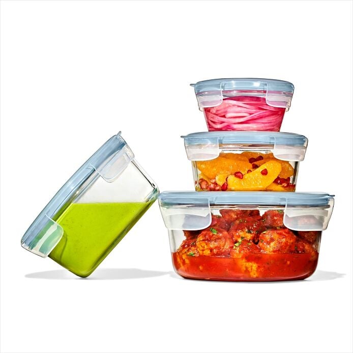 Smart Seal 7-Cup Glass Round Container - Arctic Blue - US 2731